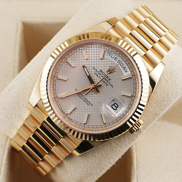 Rolex Day-Date 40 Presidential 228238 Fluted Bezel Silver Dial