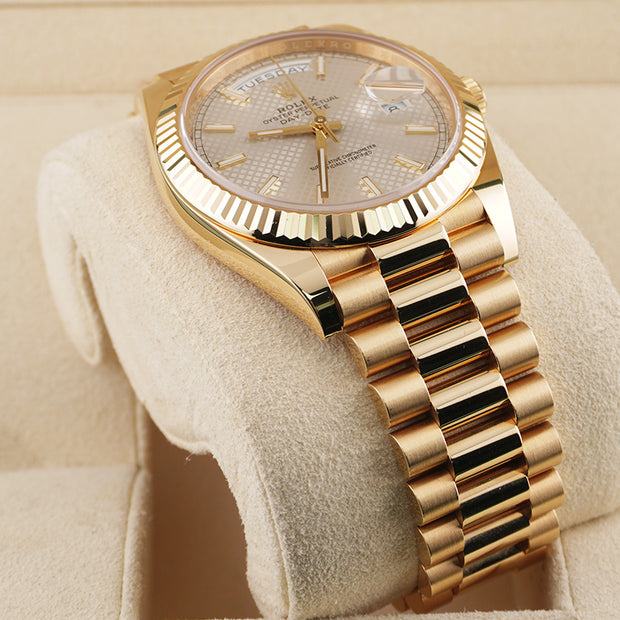 Rolex Day-Date 40 Presidential 228238 Fluted Bezel Silver Dial
