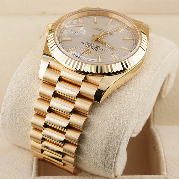 Rolex Day-Date 40 Presidential 228238 Fluted Bezel Silver Dial