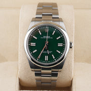 Rolex Oyster Perpetual Green Dial Domed Bezel 41mm 124300