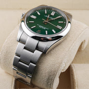 Rolex Oyster Perpetual Green Dial Domed Bezel 41mm 124300