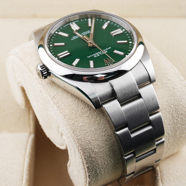 Rolex Oyster Perpetual Green Dial Domed Bezel 41mm 124300