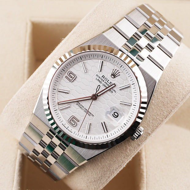 Rolex Land Dweller White Honeycomb Motif Dial Fluted Bezel 40mm 127334