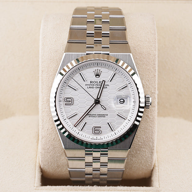 Rolex Land Dweller White Honeycomb Motif Dial Fluted Bezel 40mm 127334