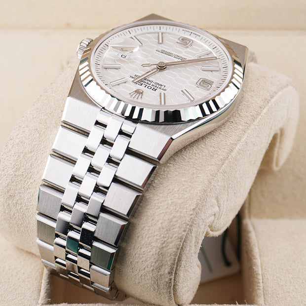 Rolex Land Dweller White Honeycomb Motif Dial Fluted Bezel 40mm 127334