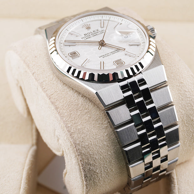 Rolex Land Dweller White Honeycomb Motif Dial Fluted Bezel 36mm 127234