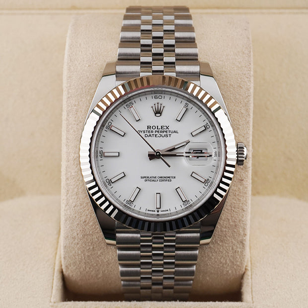 Rolex Datejust 41mm White Dial Fluted Bezel 126334