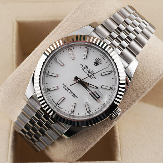 Rolex Datejust 41mm White Dial Fluted Bezel 126334
