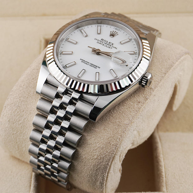 Rolex Datejust 41mm White Dial Fluted Bezel 126334