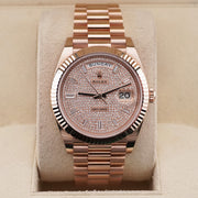 Rolex Day-Date 40 Presidential 228235 Fluted Bezel Baguette / Pave Diamond Dial