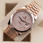 Rolex Day-Date 40 Presidential 228235 Fluted Bezel Baguette / Pave Diamond Dial