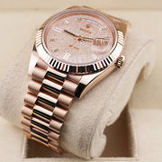 Rolex Day-Date 40 Presidential 228235 Fluted Bezel Baguette / Pave Diamond Dial