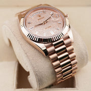 Rolex Day-Date 40 Presidential 228235 Fluted Bezel Baguette / Pave Diamond Dial