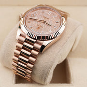 Rolex Day-Date 40 Presidential 228235 Fluted Bezel Baguette / Pave Diamond Dial