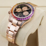 Rolex Cosmograph Daytona 40mm Rainbow Bezel Rose Gold Dial 126598RBOW