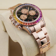 Rolex Cosmograph Daytona 40mm Rainbow Bezel Rose Gold Dial 126598RBOW