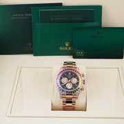 Rolex Cosmograph Daytona 40mm Rainbow Bezel Rose Gold Dial 126598RBOW