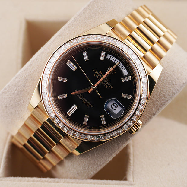Rolex Day-Date 40 Presidential 228398TBR Black Baguette Dial