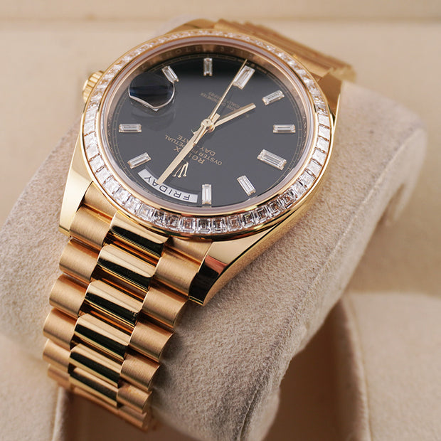 Rolex Day-Date 40 Presidential 228398TBR Black Baguette Dial