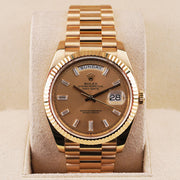 Rolex Day-Date 40 228238 Fluted Bezel Baguette Diamond Champagne Dial