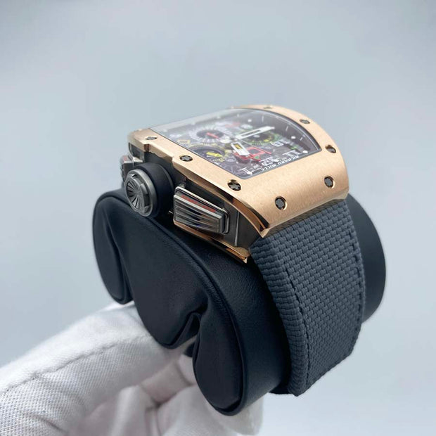 Richard Mille RM 11-02 Automatic Flyback Chronograph Dual Time Zone Rose Gold 50mm Openworked Dial Pre-Owned