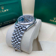 Rolex Datejust Bright Blue Fluted Motif Dial Fluted Bezel 36mm 126234