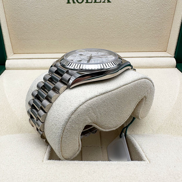 Rolex Day-Date 40 Presidential 228239 Fluted Bezel Baguette Diamond Meteorite Dial
