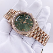 Rolex Day-Date 40 Presidential 228235 Fluted Bezel Olive Green Dial