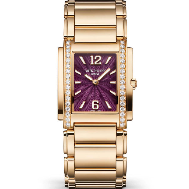 Patek Philippe Twenty~4 Ladies Quartz Rose Gold 4910/1201R-010 Purple Dial Diamond Bezel (2024)