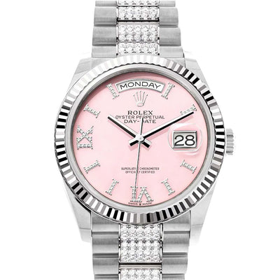 Rolex Day-Date 36 White Gold Pink Diamond Dial 128239