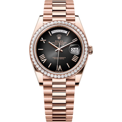 Rolex Day-Date 40 228345RBR Rose Gold Diamond Bezel Slate Ombre Dial