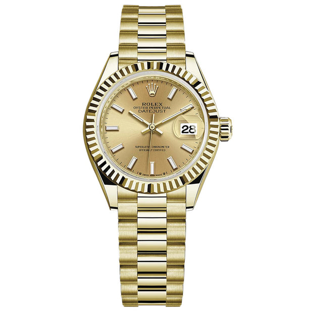 Rolex Lady-Datejust Champagne Dial Fluted Bezel 28mm 279178