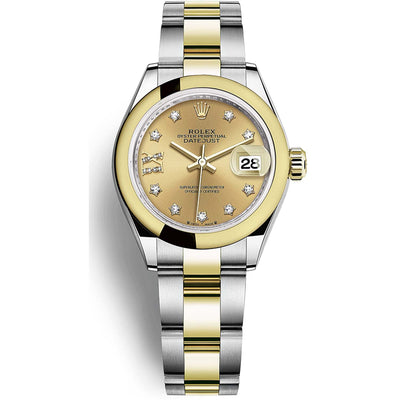 Rolex Lady-Datejust Champagne Diamond Star Dial Domed Bezel 28mm 279163
