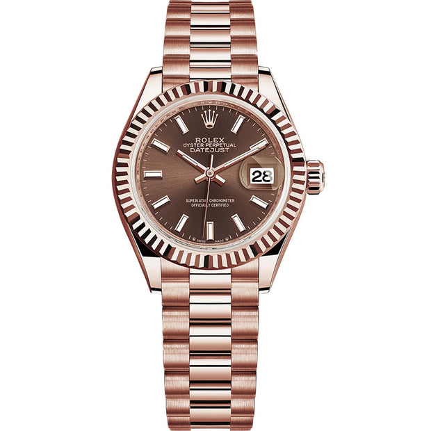Rolex Lady-Datejust Chocolate Dial Fluted Bezel 28mm 279175