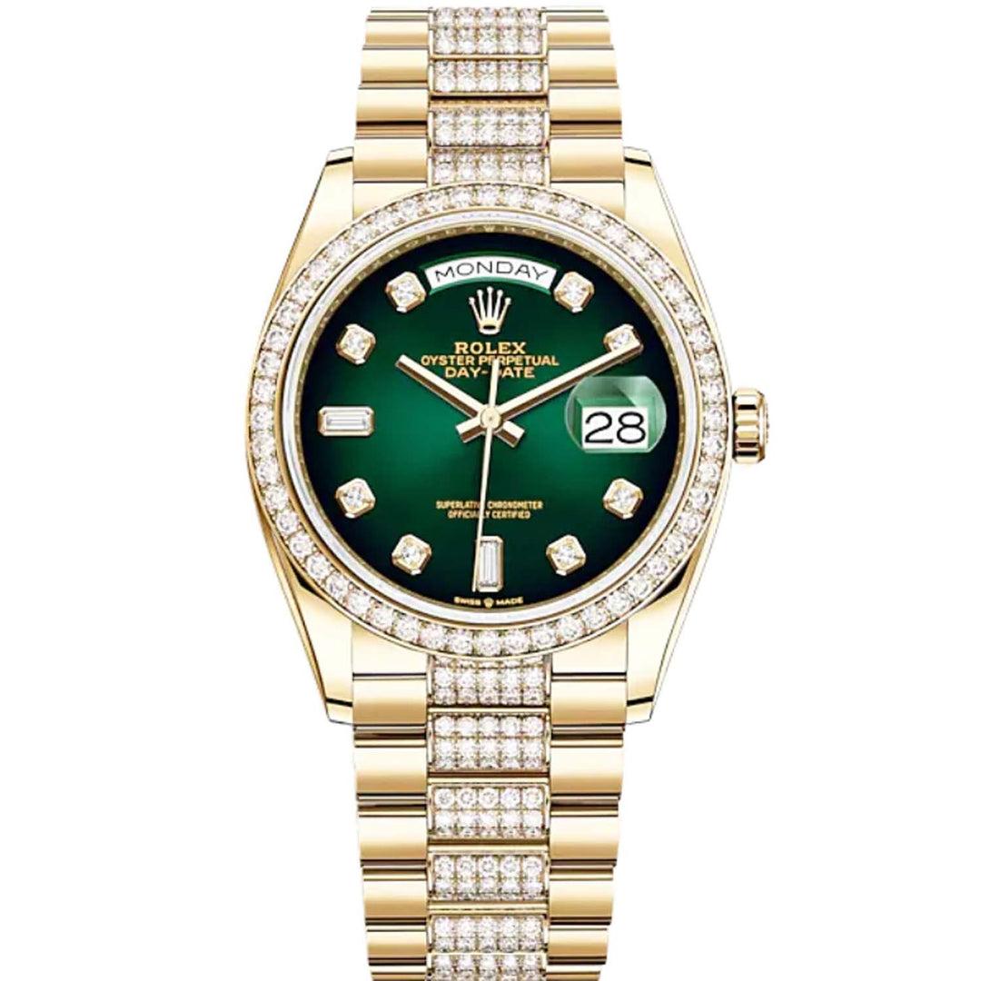 Rolex Day-Date 36 Yellow Gold Green Diamond Dial | 128348RBR