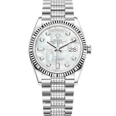 Rolex Day-Date 36 White Gold MOP Diamond Dial 128239