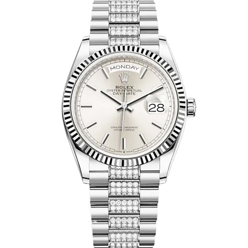 Rolex Day-Date 36 White Gold Silver Dial 128239