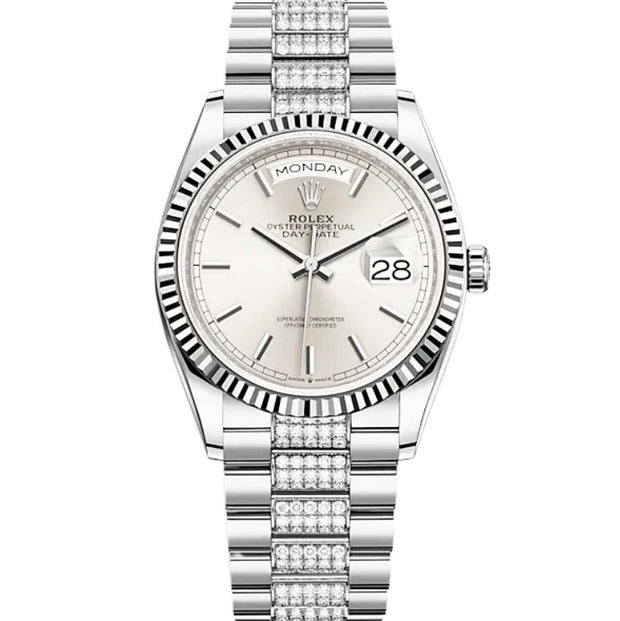 Rolex Day-Date 36 White Gold Silver Dial 128239