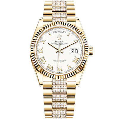 Rolex Day-Date 36 Yellow Gold White Dial 128238