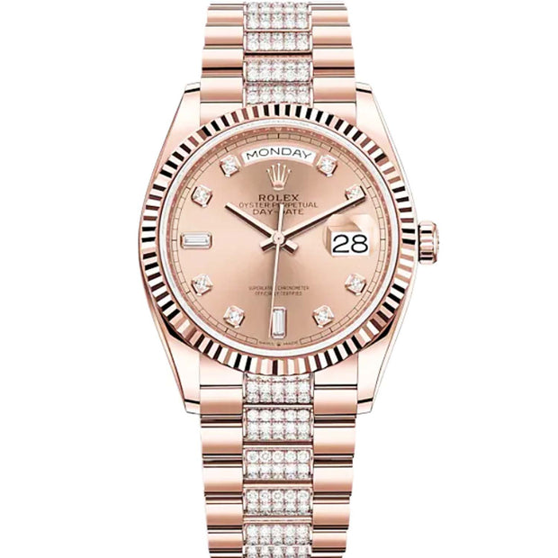 Rolex Day-Date 36mm Rose Gold Rose Diamond Dial 128235