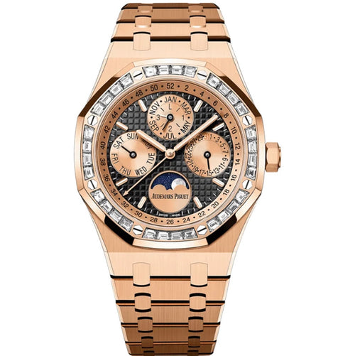 Audemars Piguet Royal Oak Perpetual Calendar Rose Gold Black Dial Diamond Bezel 26614OR.ZZ.1220OR.01