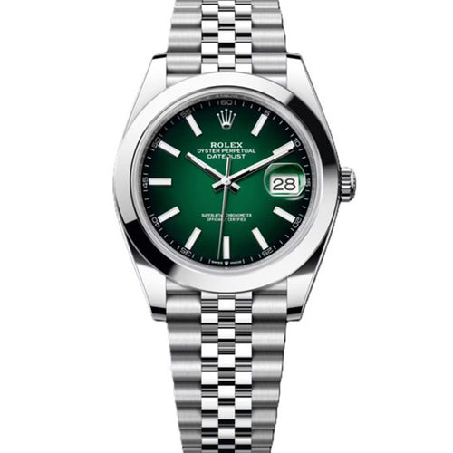 Rolex Datejust 41mm Ombre Green Dial Smooth Bezel 126300