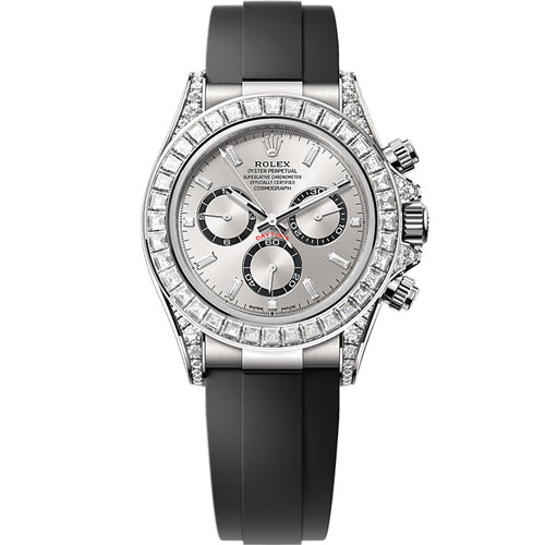 Rolex Daytona 126519LN White Gold Oysterflex Silver Diamond Dial