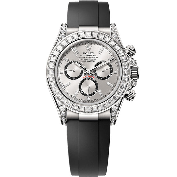Rolex Daytona 126519LN White Gold Oysterflex Silver Diamond Dial