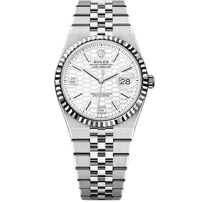 Rolex Land Dweller White Honeycomb Motif Dial Fluted Bezel 36mm 127234