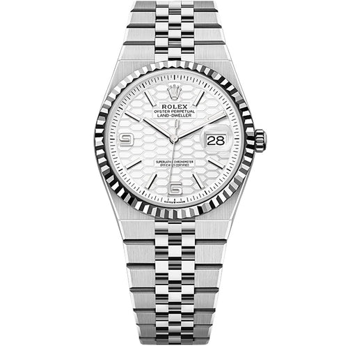 Rolex Land Dweller White Honeycomb Motif Dial Fluted Bezel 40mm 127334