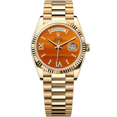 Rolex Day-Date 36 Yellow Gold Carnelian Dial 128238