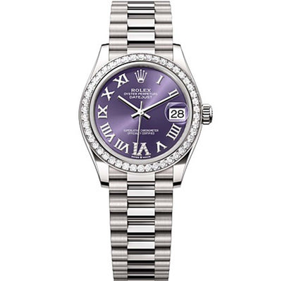Rolex Datejust Purple Diamond Roman Numeral Dial Diamond Bezel 31mm 278289RBR