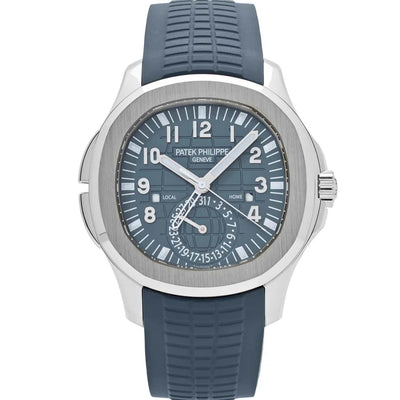 Patek Philippe Aquanaut White Gold Travel Time Baby Blue Dial 5164G-001