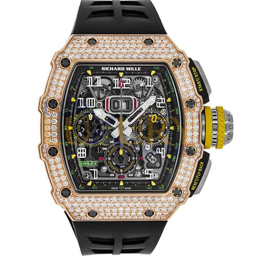 Fly Back Set Richard Mille RM11-03 Flyback Chronograph Diamond Set Rose Gold